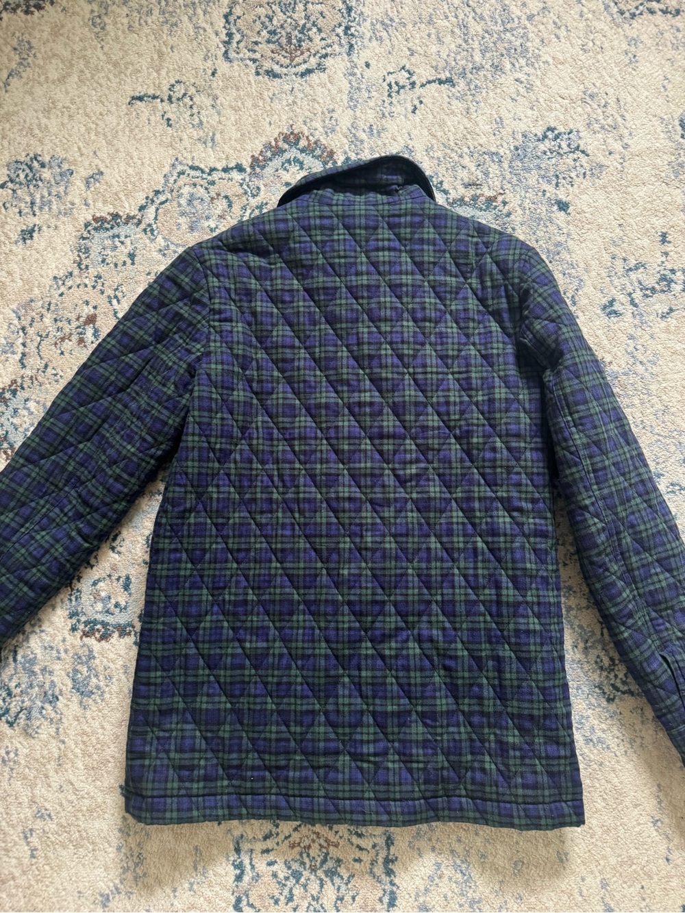 Sézane Will Jacket - Quilted Navy & Green Plaid, Size XS - Picture 3 of 6